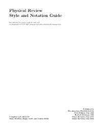 Style and Notation Guide