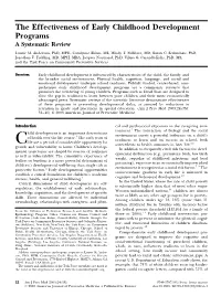The Effectiveness of Early Childhood Development Programs a Systematic Review Laurie M