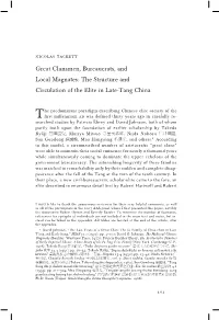 The Structure and Circulation of the Elite in Late-Tang China