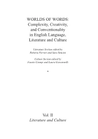 WORLDS of WORDS: Complexity, Creativity, and Conventionality in English Language, Literature and Culture