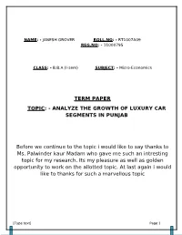 Analyze the Growth of Luxury Car Segments in Punjab
