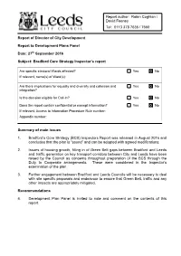 Bradford Core Strategy Inspector's Report