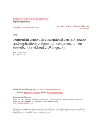Fumonisin Content in Conventional Versus Bt Maize and Implications Of