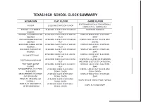 Texas High School Clock Summary