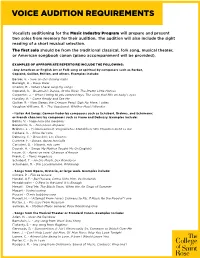 Voice Audition Requirements