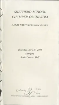 1/7 1Ears the SHEPHERD SCHOOL ~ SIC RJCE UNIVERSITY / PROGRAM )