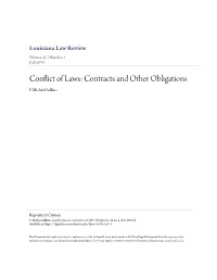 Conflict of Laws: Contracts and Other Obligations F