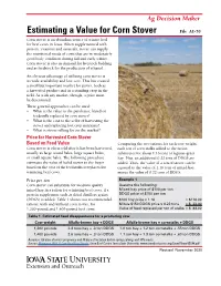 Estimating a Value for Corn Stover File A1-70 Corn Stover Is an Abundant Source of Winter Feed for Beef Cows in Iowa