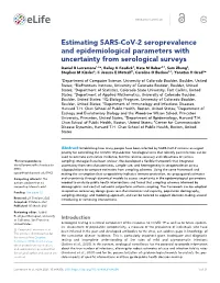 Estimating SARS-Cov-2 Seroprevalence And