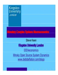 Monetary Complex Systems Macroeconomics Steve Keen