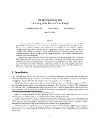 On Ideal Lattices and Learning with Errors Over Rings∗