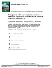 Phylogeny in Echinocereus \(Cactaceae\) Based on Combined Morphological and Molecular Evidence: Taxonomic Implications