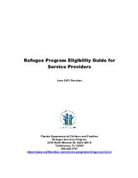 Refugee Program Eligibility Guide for Service Providers