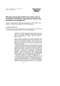 Syntaxonomy, Biodiversity, Protection and Management