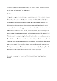 Analysis of the Relationship Between Financial Ratios and Net Income
