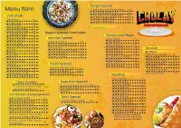Cholay Menu Card for Online Updated 2