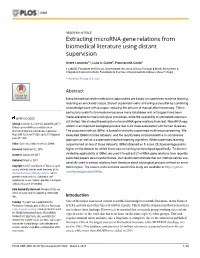Extracting Microrna-Gene Relations from Biomedical Literature Using Distant Supervision