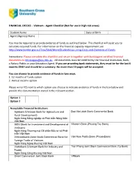 FINANCIAL CHECKS – Vietnam - Agent Checklist (Not for Use in High Risk Areas)