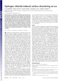 Hydrogen Chloride-Induced Surface Disordering on Ice