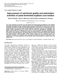 Improvement of Nutritional Quality and Antioxidant Activities of Yeast Fermented Soybean Curd Residue