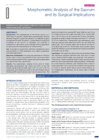 Morphometric Analysis of the Sacrum and Its Surgical Implications Anatomy Section
