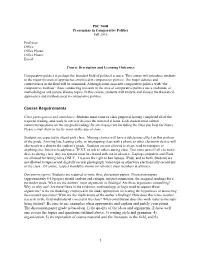 PSC 760R Proseminar in Comparative Politics Fall 2016