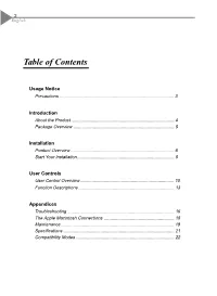 Table of Contents