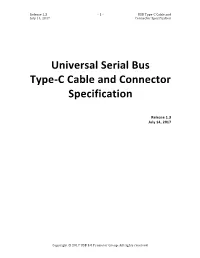 Universal Serial Bus Type-C Cable and Connector Specification