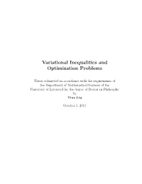 Variational Inequalities and Optimization Problems