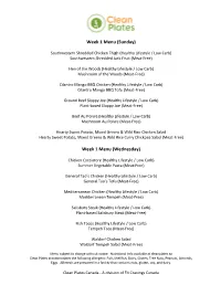 Week 1 Menu (Sunday)