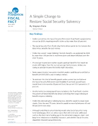 A Simple Change to Restore Social Security