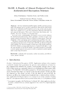 Mcoe: a Family of Almost Foolproof On-Line Authenticated Encryption Schemes