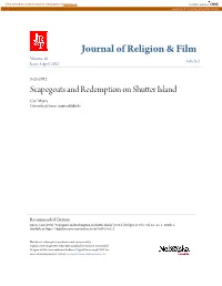 Scapegoats and Redemption on Shutter Island Cari Myers University of Denver, Cmyers@Iliff.Edu