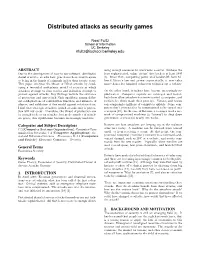 Distributed Attacks As Security Games
