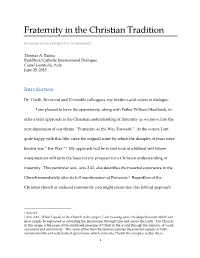Fraternity in the Christian Tradition