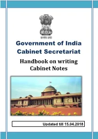 Handbook on Writing Cabinet Notes