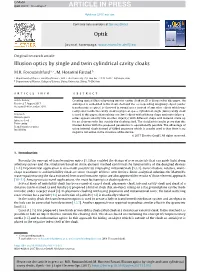 Illusion Optics by Single and Twin Cylindrical Cavity Cloaks