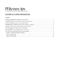 Polymer Clay Artist's Resource List