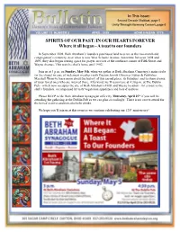 SPIRITS of OUR PAST: in OUR HEARTS FOREVER Where It All Began - a Toast to Our Founders