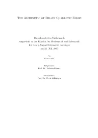 The Arithmetic of Binary Quadratic Forms