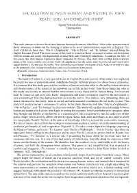 THE RELATION BETWEEN HUMAN and NATURE in JOHN Keats' Odes