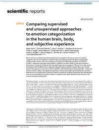 Comparing Supervised and Unsupervised Approaches to Emotion Categorization in the Human Brain, Body, and Subjective Experience
