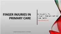 Finger Injuries in Primary Care