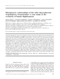Phylogenetic Relationships of the Tribe Operophterini (Lepidoptera, Geometridae): a Case Study of the Evolution of Female ﬂightlessness