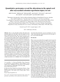 Quantitative Proteomics Reveal the Alterations in the Spinal Cord After Myocardial Ischemia‑Reperfusion Injury in Rats