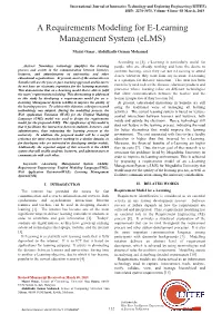 A Requirements Modeling for E-Learning Management System (Elms)