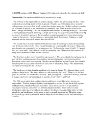 A SHORT Summary of St. Thomas Aquinas's Five Demonstrations For