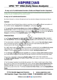 A Way out of Undelineated Borders Context Historical Facts # the Treaty
