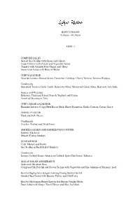 BUFFET DINNER 6.30Pm – 10.30Pm MENU 1 COMPOSE SALAD