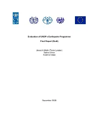 Evaluation of UNDP's Earthquake Programme